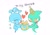 Size: 1414x1000 | Tagged: safe, artist:snti_82, wisp, yacker, agender, agender only, birthday, blushing, cyan wisp, cyan wisp x yacker, duo, duo agender, gift art, gift box, heart, korean text, party hat, present, shipping