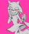 Size: 1780x2048 | Tagged: safe, artist:m3ri2310, amy rose, blaze the cat, amy x blaze, holding something, implied blaze, leash, monochrome, offscreen character, pink background, shipping, simple background, solo, spot color