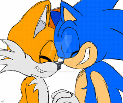 Size: 1280x1073 | Tagged: dead source, safe, artist:gayspudling, miles "tails" prower, sonic the hedgehog, 2024, cute, deviantart watermark, duo, eyes closed, gay, holding hands, obtrusive watermark, shipping, simple background, sketch, smile, sonic x tails, top surgery scars, trans boy sonic, trans male, transgender, watermark, white background