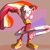 Size: 1280x1280 | Tagged: safe, artist:buckettkun, tangle the lemur, lemur, face paint, female, flag, gay pride, holding something, lesbian, lesbian pride, looking up, pride, signature, smile, solo, standing
