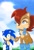 Size: 1668x2420 | Tagged: safe, artist:alexmontyart, nicole the handheld, sally acorn, sonic the hedgehog, chipmunk, hedgehog, squirrel, duo, sally's vest and boots
