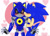 Size: 900x643 | Tagged: safe, artist:du-o, metal sonic, sonic the hedgehog, 2018, abstract background, black sclera, blushing, blushing arm, blushing ears, blushing shoulder, duo, front view, gay, heart, heart background, holding arm, kiss on cheek, metonic, needs more jpeg, outline, robot, shipping, side view, signature, standing, surprise kiss, surprised