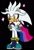 Size: 388x573 | Tagged: safe, artist:speedingfox, silver the hedgehog, 2024, bi silver, bisexual, bisexual pride, bisexual visibility day, black background, cape, flat colors, hands on hips, looking offscreen, ms paint, simple background, smile, solo, sparkles