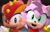 Size: 750x480 | Tagged: safe, artist:agentprime, amy rose, trip the sungazer, 2023, 3d, abstract background, deviantart stamp, duo, edit, heart, lesbian, shipping, tripamy