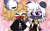 Size: 1727x1079 | Tagged: safe, artist:kanohi-zeo, tangle the lemur, whisper the wolf, 2023, abstract background, blushing, cute, duo, eyebrow clipping through hair, eyes closed, gacha club, lesbian, looking at them, shipping, smile, sparkles, standing, tangabetes, tangle x whisper, whispabetes