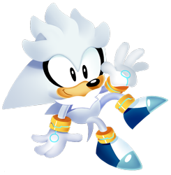 Size: 1181x1205 | Tagged: safe, artist:cherucat, silver the hedgehog, 2017, classic silver, classic style, cute, looking offscreen, mid-air, silvabetes, simple background, smile, solo, transparent background, waving