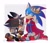 Size: 900x779 | Tagged: safe, artist:oceanpalaces, shadow the hedgehog, sonic the hedgehog, blushing, bowing, cape, crown, duo, gay, hand behind back, king sonic, kiss on hand, knight armor, shadow x sonic, shipping, sir lancelot, smile, standing, sweatdrop