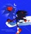Size: 1080x1204 | Tagged: safe, artist:bubblgsth, shadow the hedgehog, sonic the hedgehog, balloon, blue background, duo, english text, gay, heart, moon, shadow x sonic, shipping, song lyrics, star (sky)