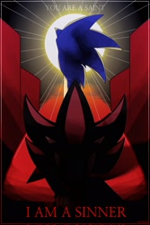 Size: 1365x2048 | Tagged: safe, artist:bubblgsth, shadow the hedgehog, sonic the hedgehog, duo, english text