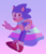 Size: 576x663 | Tagged: safe, artist:dreamgirlz, sonic the hedgehog, hedgehog, abstract background, blushing, cape, cute, hand on hip, looking at viewer, male, pride, smile, solo, sonabetes, standing, trans male, trans pride, transgender, v sign