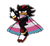 Size: 900x827 | Tagged: safe, artist:farlookout, shadow the hedgehog, 2019, cape, cute, gun, holding something, lidded eyes, looking at viewer, outline, shadowbetes, simple background, smile, solo, standing, trans pride, transparent background