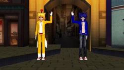 Size: 1920x1080 | Tagged: safe, artist:jonathan2019mmd, sonic the hedgehog, tails doll, oc, oc:sonic.exe, human, 3d, humanized