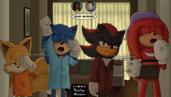 Size: 3700x2100 | Tagged: safe, artist:jocelynminions, knuckles the echidna, miles "tails" prower, shadow the hedgehog, sonic the hedgehog, sonic the hedgehog 3 (film)