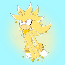 Size: 1377x1377 | Tagged: safe, artist:soramame447_sub, silver the hedgehog, 2023, blue background, solo, super silver