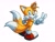 Size: 2048x1536 | Tagged: safe, artist:fronkus123, miles "tails" prower, fox, 2024, looking at viewer, looking back, looking back at viewer, mouth open, simple background, smile, solo, standing, v sign, white background