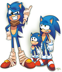 Size: 1024x1181 | Tagged: safe, artist:waniramirez, sonic the hedgehog, classic sonic, modern sonic, self paradox, sonic boom (tv)