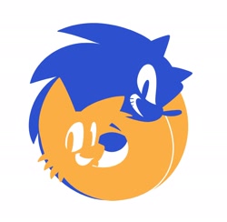 Size: 2048x2000 | Tagged: safe, artist:thatbirdguy_, miles "tails" prower, sonic the hedgehog, 2024, alternate version, duo, logo, looking at viewer, simple background, smile, white background