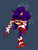 Size: 900x1169 | Tagged: safe, artist:geckofeetart, sonic the hedgehog, oc, oc:sonic.exe, 2016, black sclera, bleeding, bleeding from eyes, blood, blood stain, blue background, claws, dripping blood, glitch, looking offscreen, ripple, sharp teeth, simple background, smile, solo, treads, walking