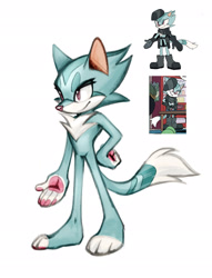 Size: 1565x2048 | Tagged: safe, slinger the ocelot, blue fur, naked, pawpads, pink eyes, solo, white background, white fur
