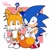 Size: 1280x1280 | Tagged: safe, artist:noob6232128, miles "tails" prower, sonic the hedgehog, classic sonic, classic sonic (universe), classic tails, cute, duo, eyes closed, fluffy, question mark, sonabetes, standing, tailabetes