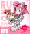 Size: 1741x2000 | Tagged: safe, artist:goatt344, rusty rose, sonic prime, abstract background, alternate outfit, bow, cake, character name, dress, dulce amy, eggman empire logo, food, holding something, looking at viewer, solo, standing, this will end in explosions