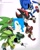 Size: 1648x2048 | Tagged: safe, artist:goatt344, metal sonic, scourge the hedgehog, shadow the hedgehog, sonic the hedgehog, surge the tenrec, gradient background, grin, group, korean text, robot, smile