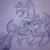 Size: 599x602 | Tagged: safe, artist:chilidogs742, miles "tails" prower, sonic the hedgehog, 2013, age difference, duo, gay, line art, looking offscreen, looking up, lying down, monochrome, shipping, sitting, smile, sonic x tails, traditional media