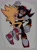 Size: 1506x2048 | Tagged: safe, artist:shadadow, shadow the hedgehog, sonic the hedgehog, 2025, abstract background, duo, fleetway, fleetway super sonic, gay, holding each other, looking at each other, shadow x sonic, sharp teeth, shipping, super form