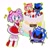 Size: 1280x1280 | Tagged: safe, artist:kumoggu, amy rose, metal sonic, birthday, blushing, cake, duo, food, green outline, happy birthday, holding something, mouth open, open smile, outline, party hat, robot, simple background, smile, white background