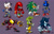 Size: 1920x1242 | Tagged: safe, artist:tyler mcgrath, e-123 omega, jet the hawk, metal sonic, sonic the hedgehog, surge the tenrec, sonic unleashed, 2025, black sclera, group, idw sonic the hedgehog, metal knuckles, purple background, robot, signature, simple background, sonic the werehog, standing, were form, werehog