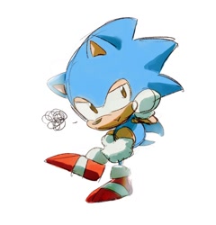 Size: 1190x1238 | Tagged: safe, artist:rneku64661, sonic the hedgehog, classic sonic, solo, squiggle