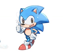 Size: 1585x1369 | Tagged: safe, artist:rneku64661, sonic the hedgehog, classic sonic, smile, solo, standing, thumbs up