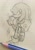 Size: 885x1250 | Tagged: safe, artist:sparckleth, knuckles the echidna, echidna, 2023, arms folded, colored pencil, frown, looking at viewer, male, pencilwork, signature, solo, standing, traditional media