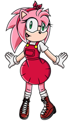 Size: 457x749 | Tagged: safe, artist:soneamlover, amy rose, 2022, looking at viewer, mouth open, movie style, simple background, smile, solo, sonic x style, standing, transparent background