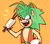 Size: 772x686 | Tagged: safe, artist:straybird25, hedgehog, 2020, arm fluff, drumstick, heart tongue, looking offscreen, male, manic the hedgehog, mouth open, orange background, signature, simple background, smile, solo