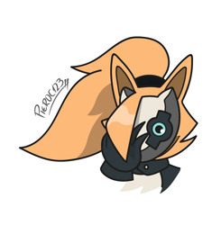 Size: 1080x1102 | Tagged: safe, artist:pieroc123, whisper the wolf, 2022, diamond cutters mask, headshot, holding something, mask, mask over eyes, signature, simple background, solo, white background