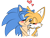 Size: 2048x1548 | Tagged: dead source, safe, artist:torbitto, miles "tails" prower, sonic the hedgehog, age difference, blushing, cute, duo, eyes closed, flat colors, gay, heart, holding each other, obtrusive watermark, shipping, simple background, smile, sonabetes, sonic x tails, tailabetes, transparent background, unknown date, watermark