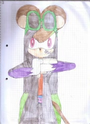 Size: 400x551 | Tagged: safe, artist:thunder-the-mouse, oc, oc:thunder dark the hedgemouse, traditional media