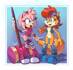 Size: 3616x3448 | Tagged: safe, artist:angiethecat, amy rose, sally acorn, kangaroo