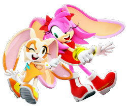 Size: 1920x1616 | Tagged: safe, artist:spinoskingdom875, amy rose, cream the rabbit, rabbit, 3d, duo, species swap