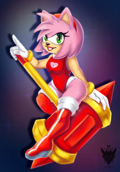 Size: 896x1280 | Tagged: safe, artist:sokoldraw, amy rose, piko piko hammer