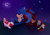 Size: 823x579 | Tagged: safe, artist:blubipbop, shadow the hedgehog, sonic the hedgehog, abstract background, arms behind head, blushing, cheek fluff, chest fluff, duo, eyes closed, gay, grass, leaning back, leaning on each other, leaning on them, moon, nighttime, outdoors, shadow x sonic, shipping, shooting star, signature, sitting, smile, star (sky), treads