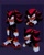 Size: 945x1169 | Tagged: safe, artist:glitchedcosmos, shadow the hedgehog, sonic the hedgehog 3 (film), 2024, abstract background, arms folded, dark skin, frown, looking offscreen, outline, solo, standing