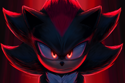 Size: 1434x953 | Tagged: safe, artist:zeemy-wah, shadow the hedgehog, sonic the hedgehog 3 (film), frown, glowing eyes, gradient background, looking at viewer, redraw, solo
