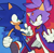 Size: 880x859 | Tagged: safe, artist:inksaji, blaze the cat, sonic the hedgehog, 2025, abstract background, clenched teeth, duo, frown, looking at them, looking offscreen, smile, sonic rush, treads