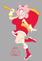 Size: 572x831 | Tagged: safe, artist:little123blood, amy rose, piko piko hammer, solo