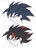 Size: 989x1387 | Tagged: safe, artist:chiquito06120, shadow the hedgehog, sonic the hedgehog, human, 2025, bust, duo, flat colors, frown, humanized, looking offscreen, monochrome, simple background, smile, white background