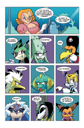 Size: 825x1258 | Tagged: safe, artist:chauvels, abyss the squid, akhlut the orca, battle lord kukku xv, clove the pronghorn, conquering storm, maw the thylacine, momma robotnik, nephthys the vulture, tundra the walrus, comic:a special visit, mordred hood