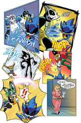 Size: 825x1258 | Tagged: safe, artist:chauvels, akhlut the orca, battle lord kukku xv, clove the pronghorn, metal sonic, momma robotnik, thunderbolt the chinchilla, tundra the walrus, comic:a special visit