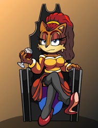 Size: 816x1064 | Tagged: suggestive, artist:gordondestroyer, lady alicia acorn, throne, wine glass